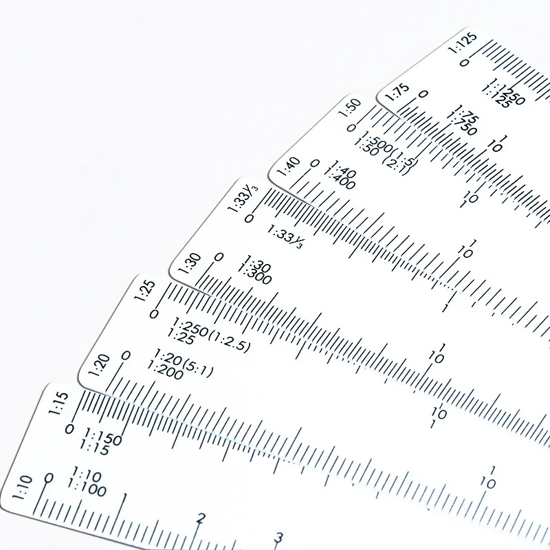 Scale Ruler Fan Shape with 5 Blades for Engineering Architects Multifunctional Multiscale 5 Sizes Foldable Rulers thumbnail 2