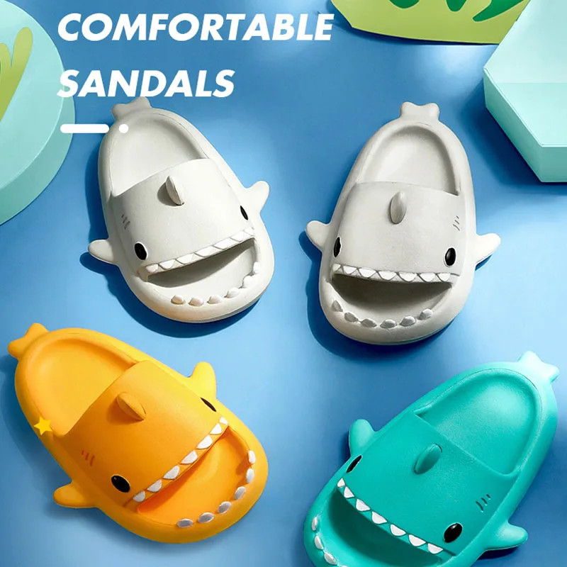 Children Slippers Cartoon Shark Sandals Summer Boys Girls Baby Kids Shoes Soft Sole Anti-Slip thumbnail 3