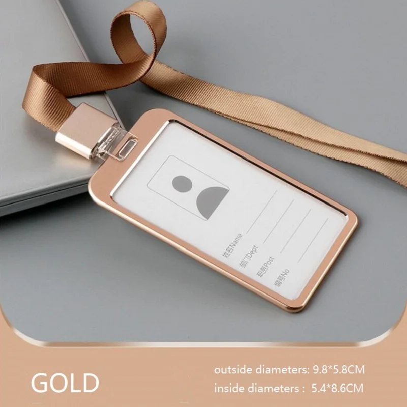 High - End ID Card Holder With Lanyard Staff Aluminum Alloy Metal Work Name Card Badge Neck Straps For Business Meeting Visiting thumbnail 6