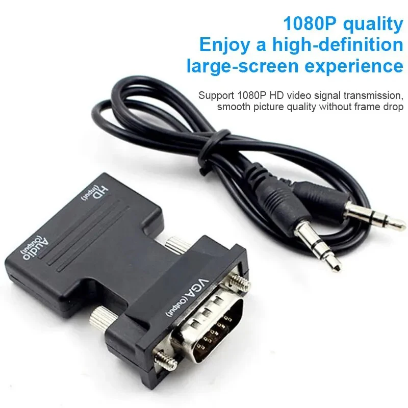 HDMI-compatible Female To VGA Male Converter Adapter with 3.5mm Audio Cable for PS4 Monitor Projector PC Laptop 1080P HD To VGA thumbnail 6