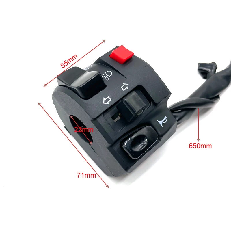 1 Pcs Left 22mm Motorcycle Switches Motorbike Horn Button Turn Signal   Warning Light Handlebar Controller Switch thumbnail 6