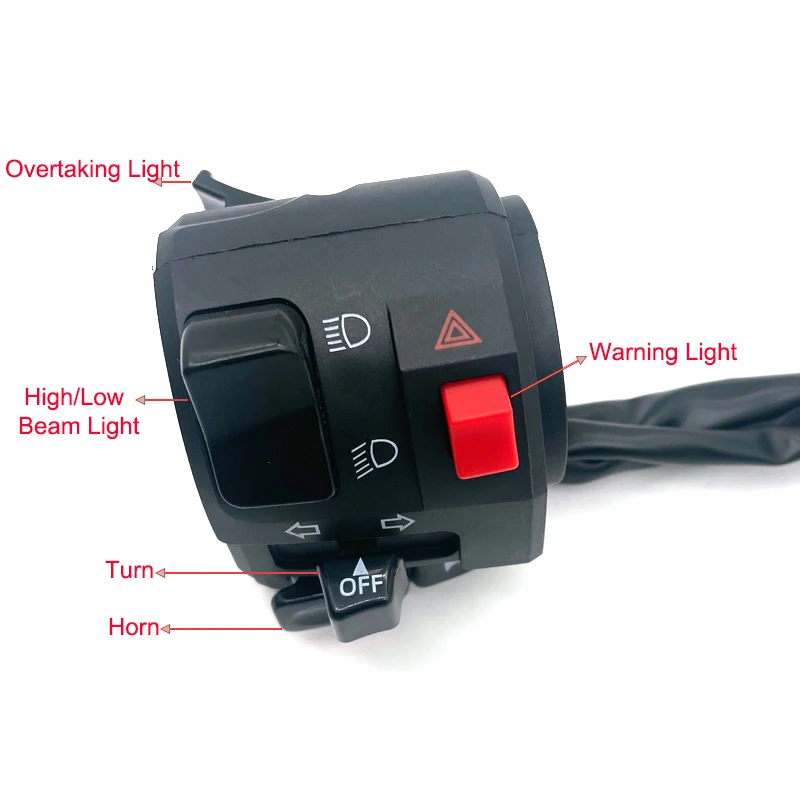 1 Pcs Left 22mm Motorcycle Switches Motorbike Horn Button Turn Signal   Warning Light Handlebar Controller Switch thumbnail 5