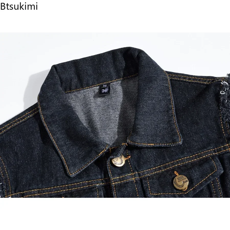 2025 Men's Fashion Jeans Sleeveless Jacket Vest Male Black Blue Denim Jeans Vest  Man Cowboy Outdoors Waistcoat Mens Jacket Vest thumbnail 5