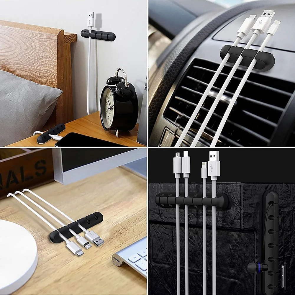5 Clips Cable Management Cord Organizer Clips Silicone Self Adhesive Holder for Desktop USB Charging Cable Clip Wire Office Home thumbnail 6
