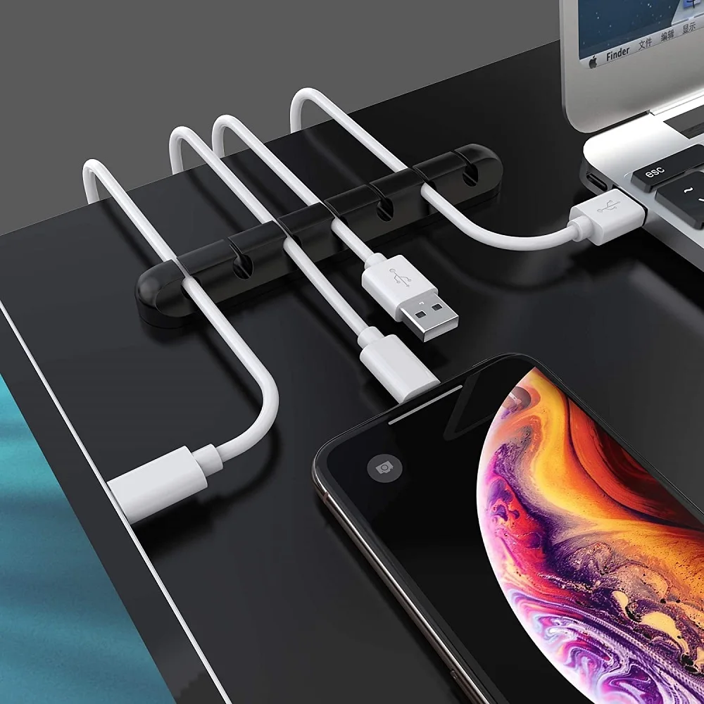 5 Clips Cable Management Cord Organizer Clips Silicone Self Adhesive Holder for Desktop USB Charging Cable Clip Wire Office Home thumbnail 4