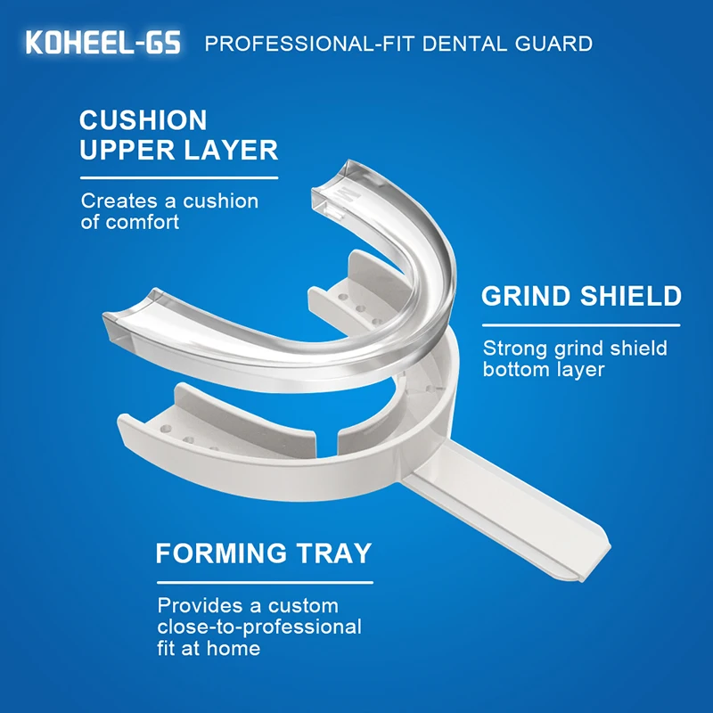 Anti Bruxism Moldable Mouth Guard 5Pcs Dental Braces Koheel-GS Night Teeth Grinding for Sleep 2 Sizes With Forming Tray and Box thumbnail 3