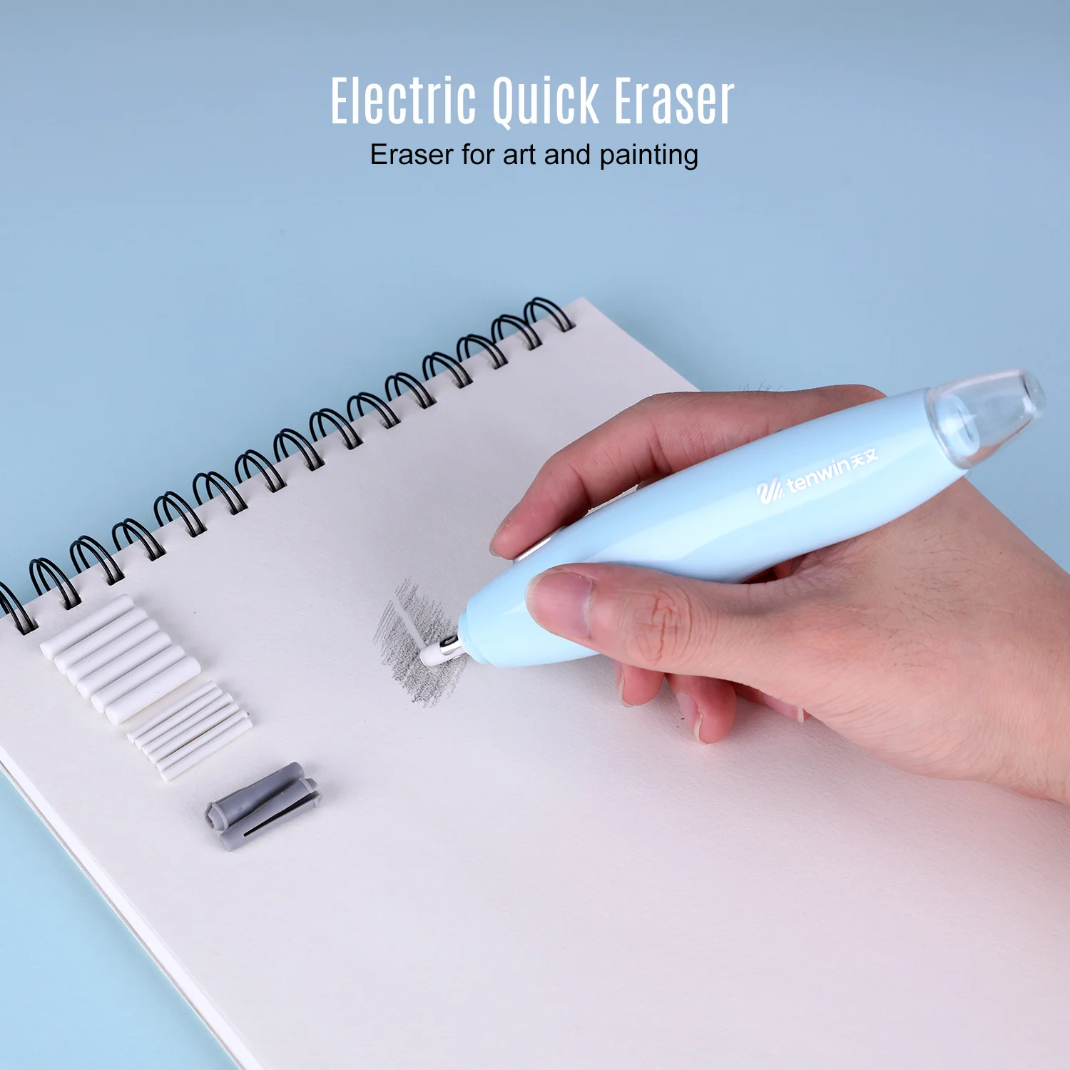 Electric Eraser Kit with 16 Eraser Refills Rechargeable Pencil Eraser One-button Control Christmas Gift Stationery Supplies thumbnail 3