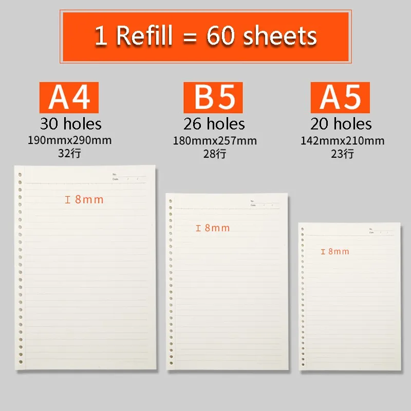 A5 B5 A4 Binder Notebook Refillable Grid Lined Blank Dotted Diary Planner Journal Stationery Notepad School Office Supplies thumbnail 6