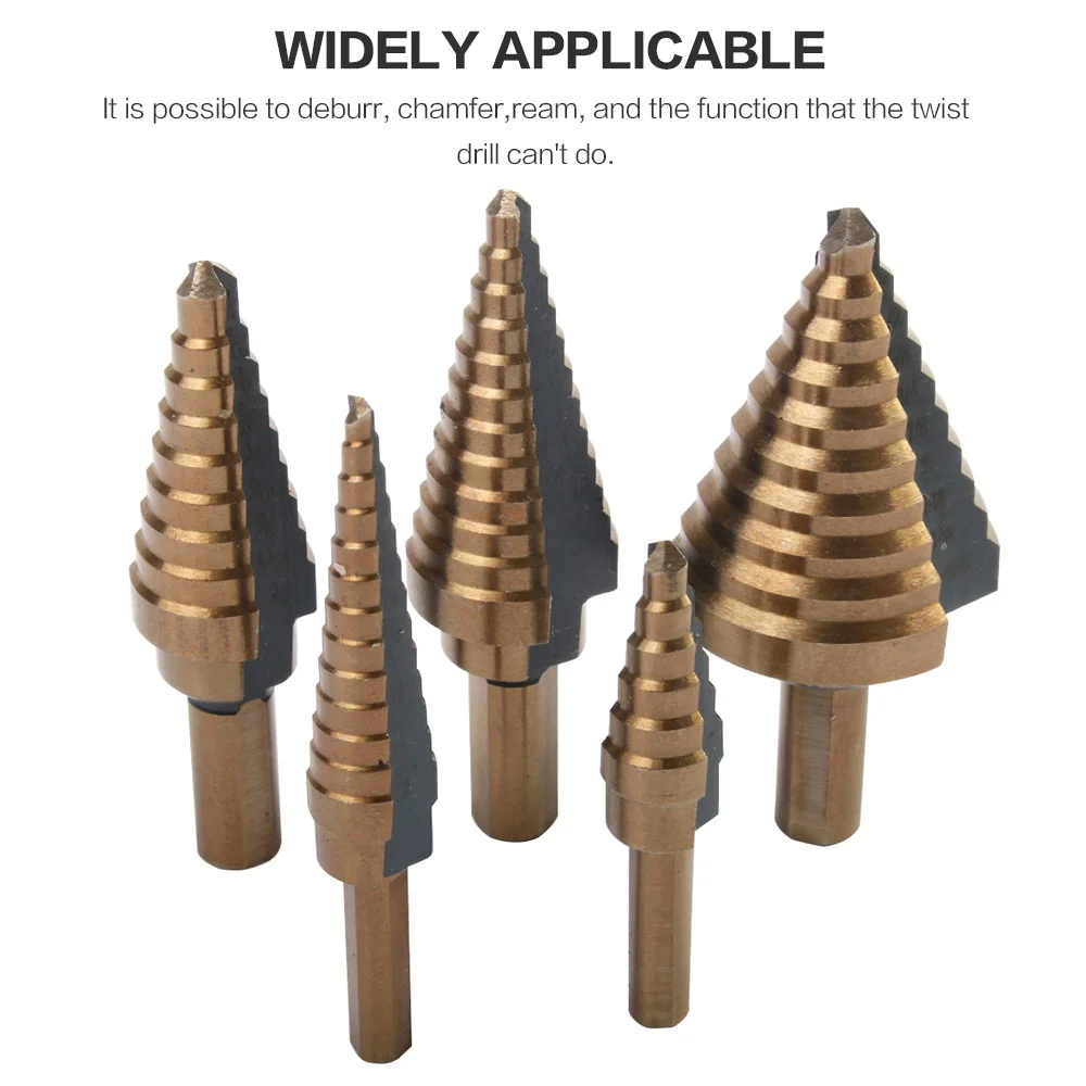 5pcs Step Drill Bit Set Hss Cobalt Multiple Hole 50 Sizes Cobalt Titanium Conical Carbide Drill Perforator Hole Cutter Tool thumbnail 2