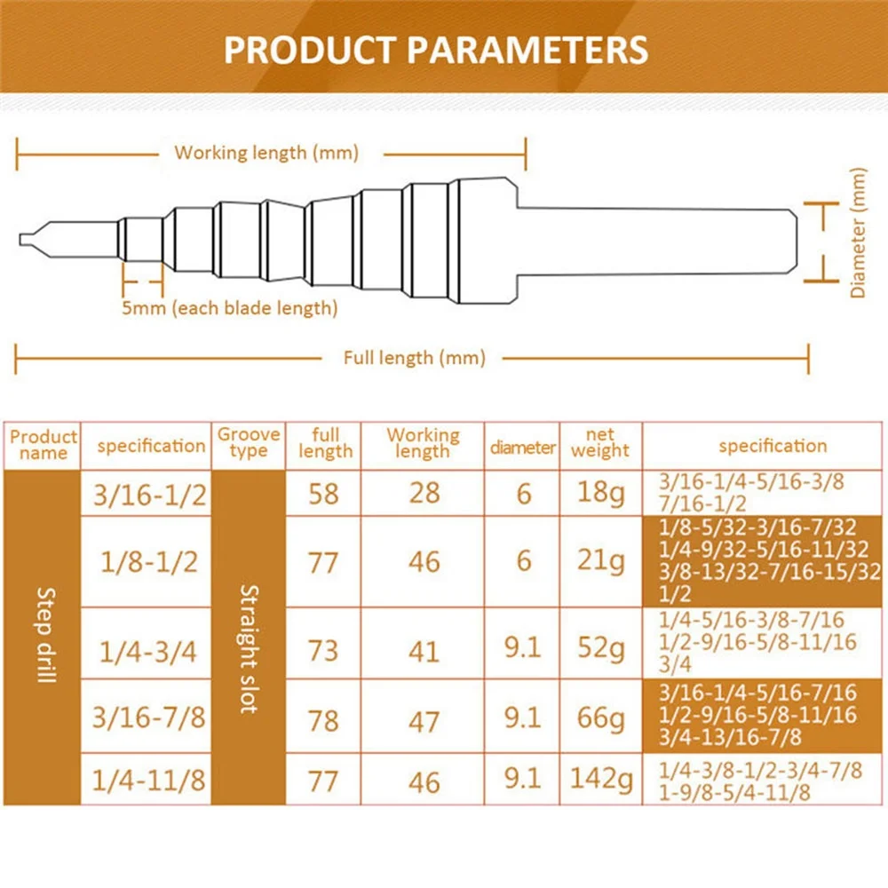 5pcs Step Drill Bit Set Hss Cobalt Multiple Hole 50 Sizes Cobalt Titanium Conical Carbide Drill Perforator Hole Cutter Tool thumbnail 3