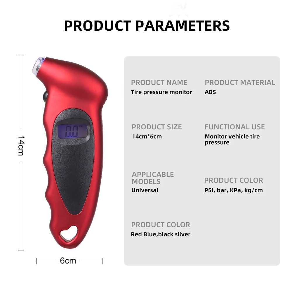 New Handheld Tire Pressure Gauge Backlight High-precision Digital Monitoring Car Tyre Air Meter LCD Display Manometer Barometers thumbnail 6