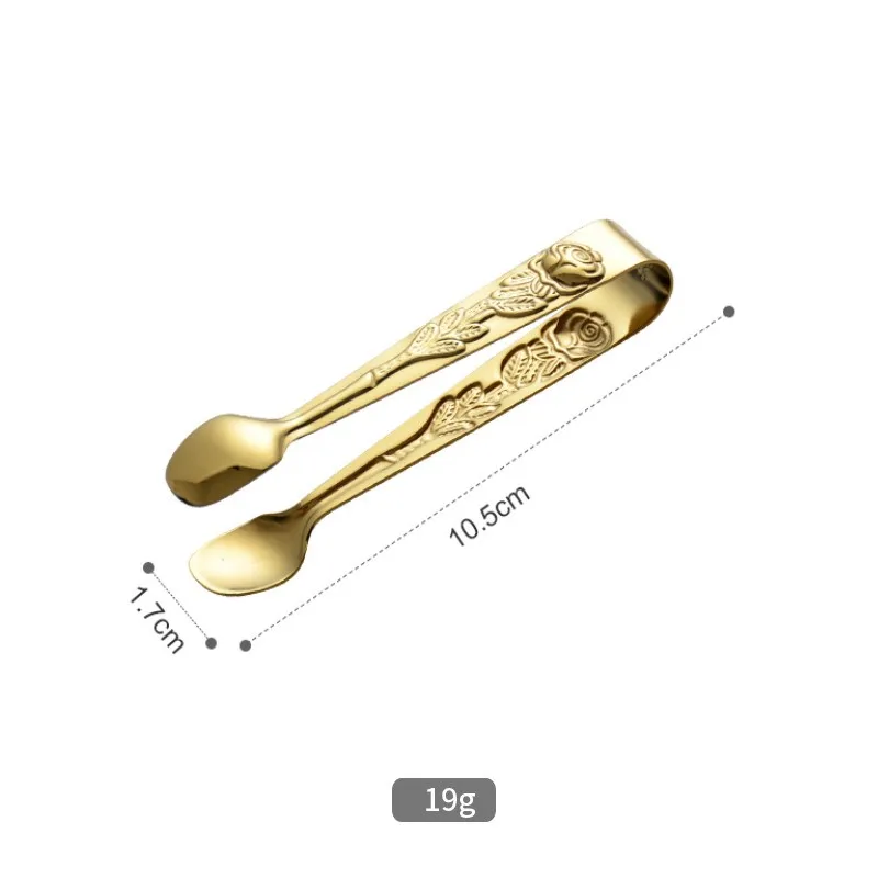 Ice Clips Sugar Tongs Food Clips Vintage Rose Relief Stainless Steel Kitchen Serving Tongs Tableware Accessories Kitchen Tools thumbnail 6