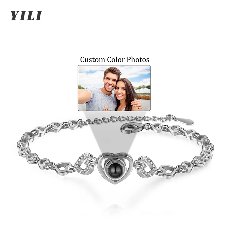Personalized Bracelets with Picture Inside Photo Projection Bracelets for Women Custom Photo Bracelet Customized Picture Bangle