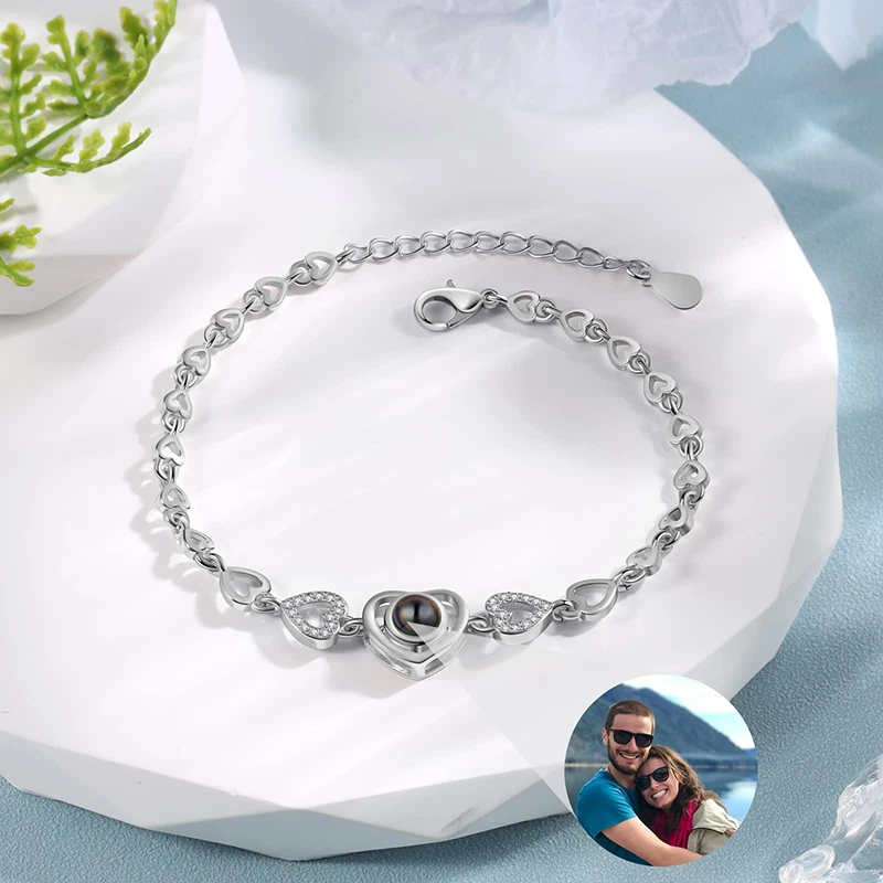 Personalized Bracelets with Picture Inside Photo Projection Bracelets for Women Custom Photo Bracelet Customized Picture Bangle thumbnail 5