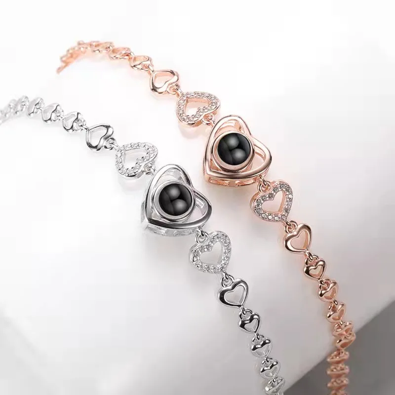Personalized Bracelets with Picture Inside Photo Projection Bracelets for Women Custom Photo Bracelet Customized Picture Bangle thumbnail 3
