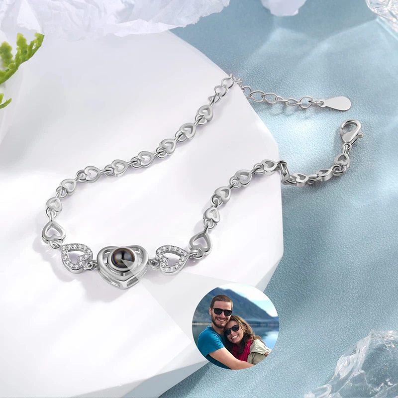 Personalized Bracelets with Picture Inside Photo Projection Bracelets for Women Custom Photo Bracelet Customized Picture Bangle thumbnail 2
