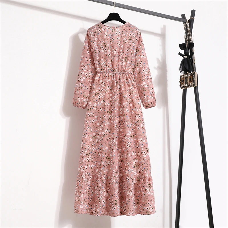 Spring Summer Women Maxi Dresses Casual Full Sleeve Floral Printed O-neck Woman Bohe Beach Party Long Dress Mujer Vestidos thumbnail 5