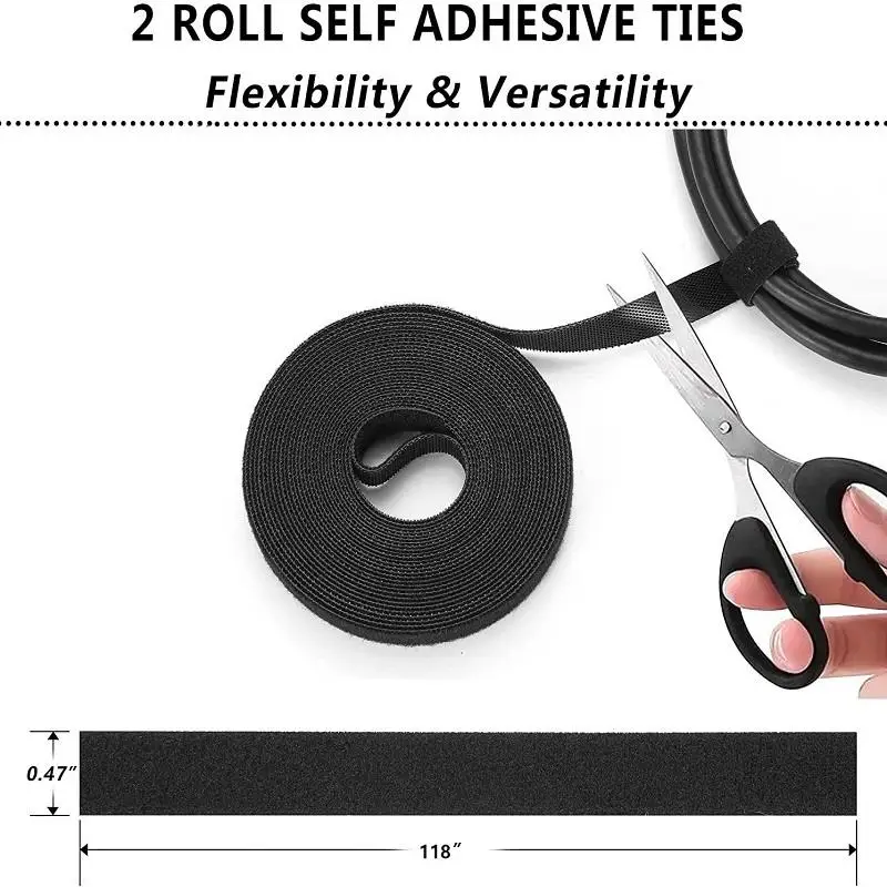 173 PCS Cable Management Kit Include Organizer Sleeve Cord Clips Cable Organizer Straps and Fastening Cable Ties for Office Home thumbnail 4