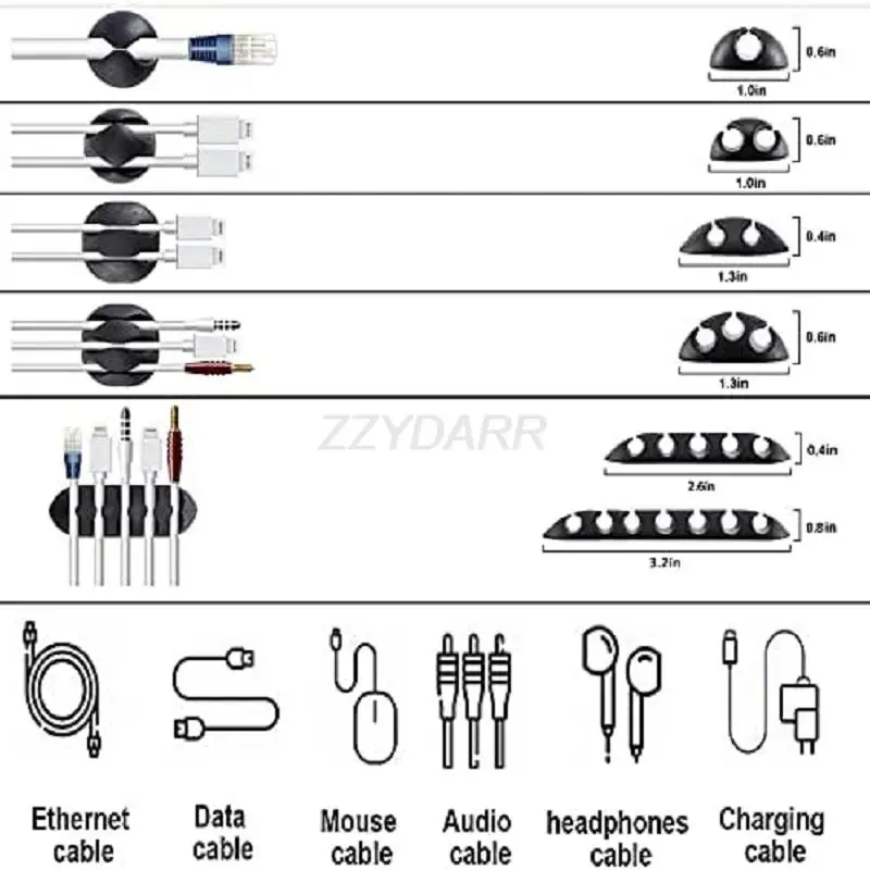173 PCS Cable Management Kit Include Organizer Sleeve Cord Clips Cable Organizer Straps and Fastening Cable Ties for Office Home thumbnail 2
