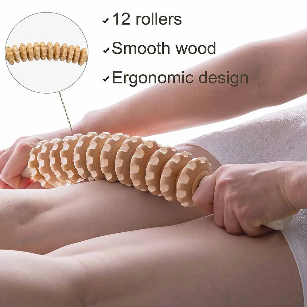 Curved Wood Massage Roller Stick Lymphatic Drainage Wood Therapy Massage Tool Maderoterapia Colombiana Anti Cellulite Massager thumbnail 2
