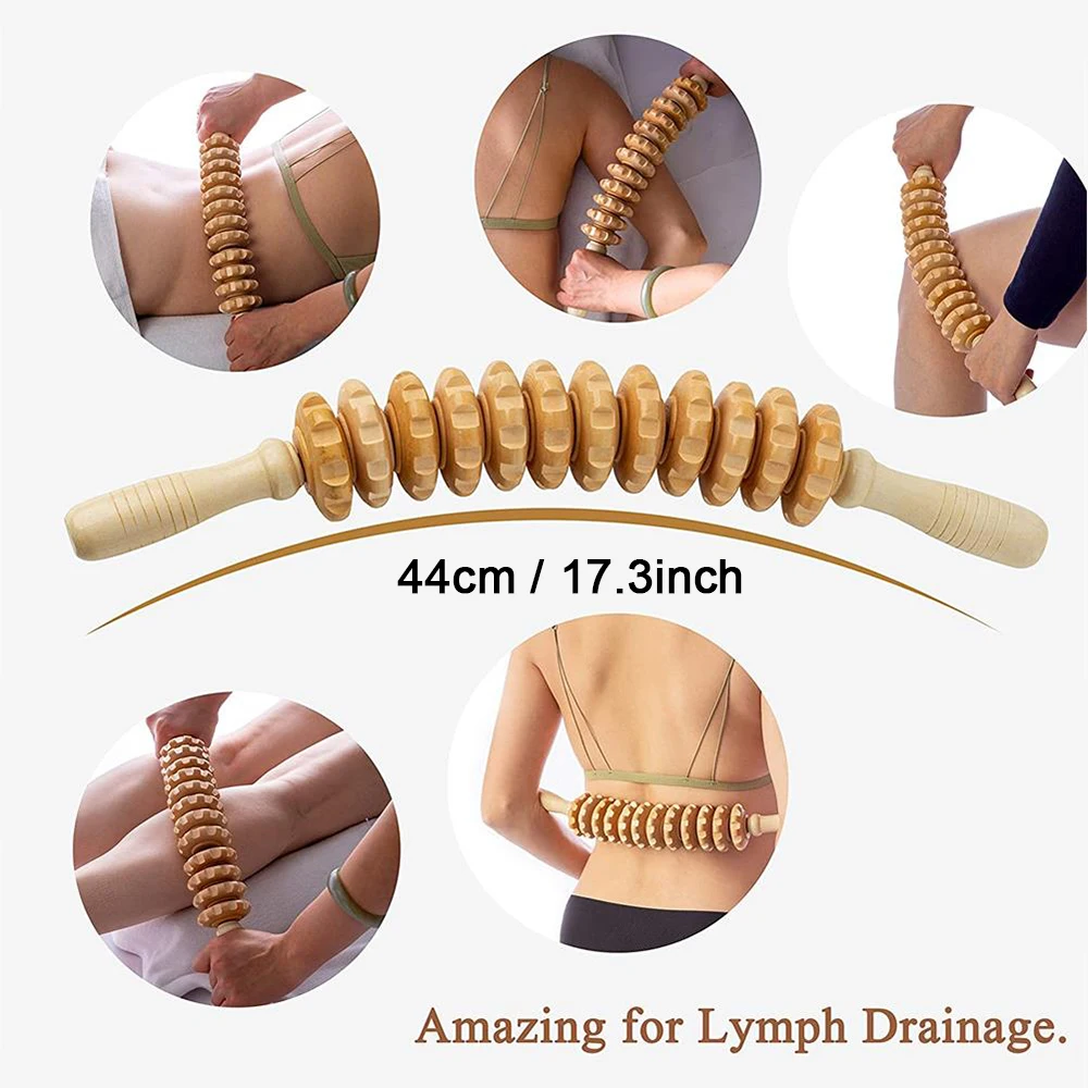 Curved Wood Massage Roller Stick Lymphatic Drainage Wood Therapy Massage Tool Maderoterapia Colombiana Anti Cellulite Massager thumbnail 6