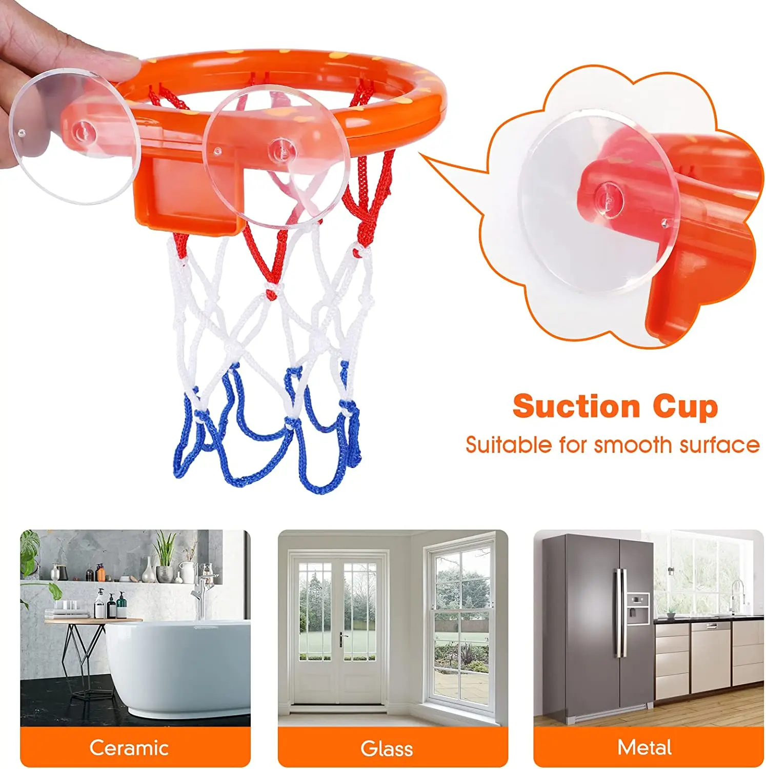 4pcs Bathroom Shooting Game Toy Bathtub Basketball Hoop Set Fun Kids Bath Toys with 3 Balls Gift for Toddler Kids Children Baby thumbnail 5