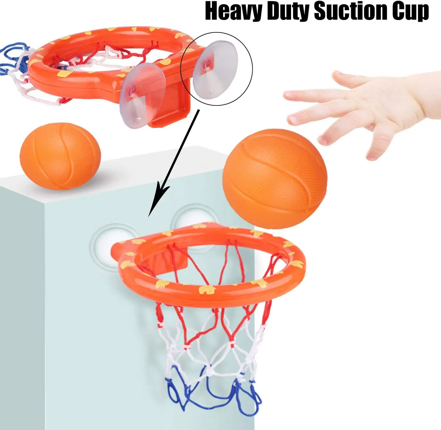 4pcs Bathroom Shooting Game Toy Bathtub Basketball Hoop Set Fun Kids Bath Toys with 3 Balls Gift for Toddler Kids Children Baby thumbnail 3