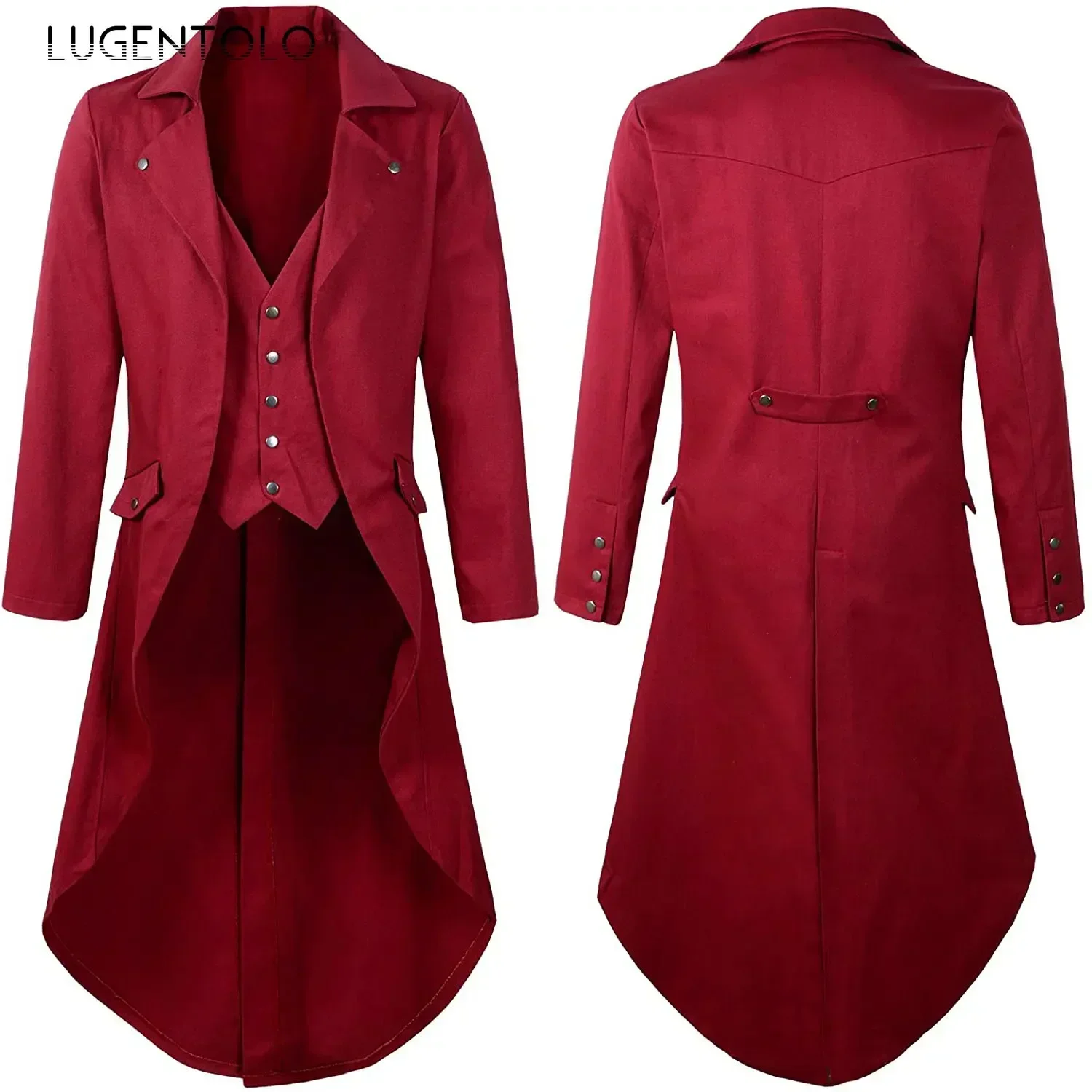 Men Steampunk Medieval Jacket Tuexdo Victorian Cosplay Costumes Single Breast Gentleman Vinatge Long Tailcoat Coat thumbnail 2