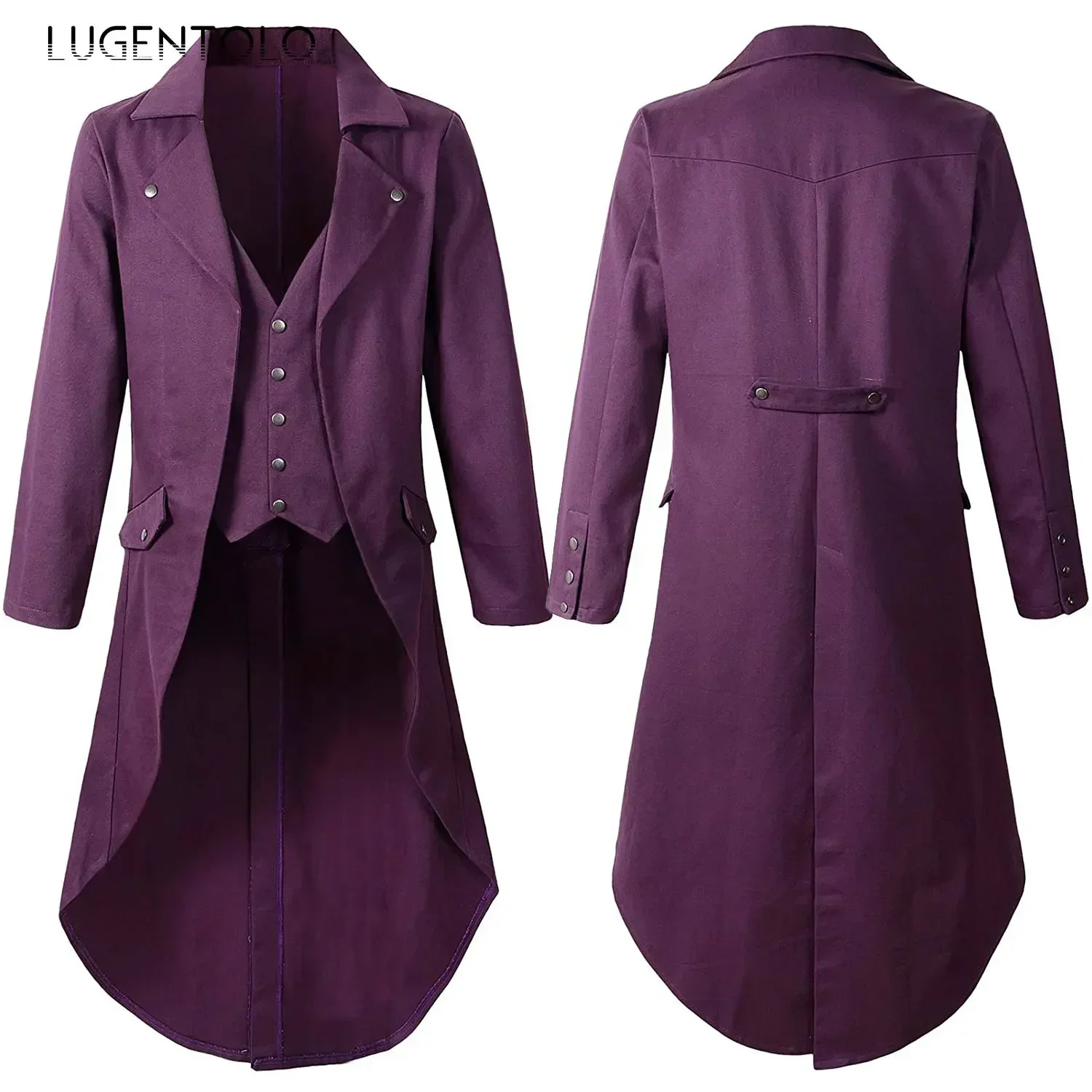 Men Steampunk Medieval Jacket Tuexdo Victorian Cosplay Costumes Single Breast Gentleman Vinatge Long Tailcoat Coat thumbnail 4