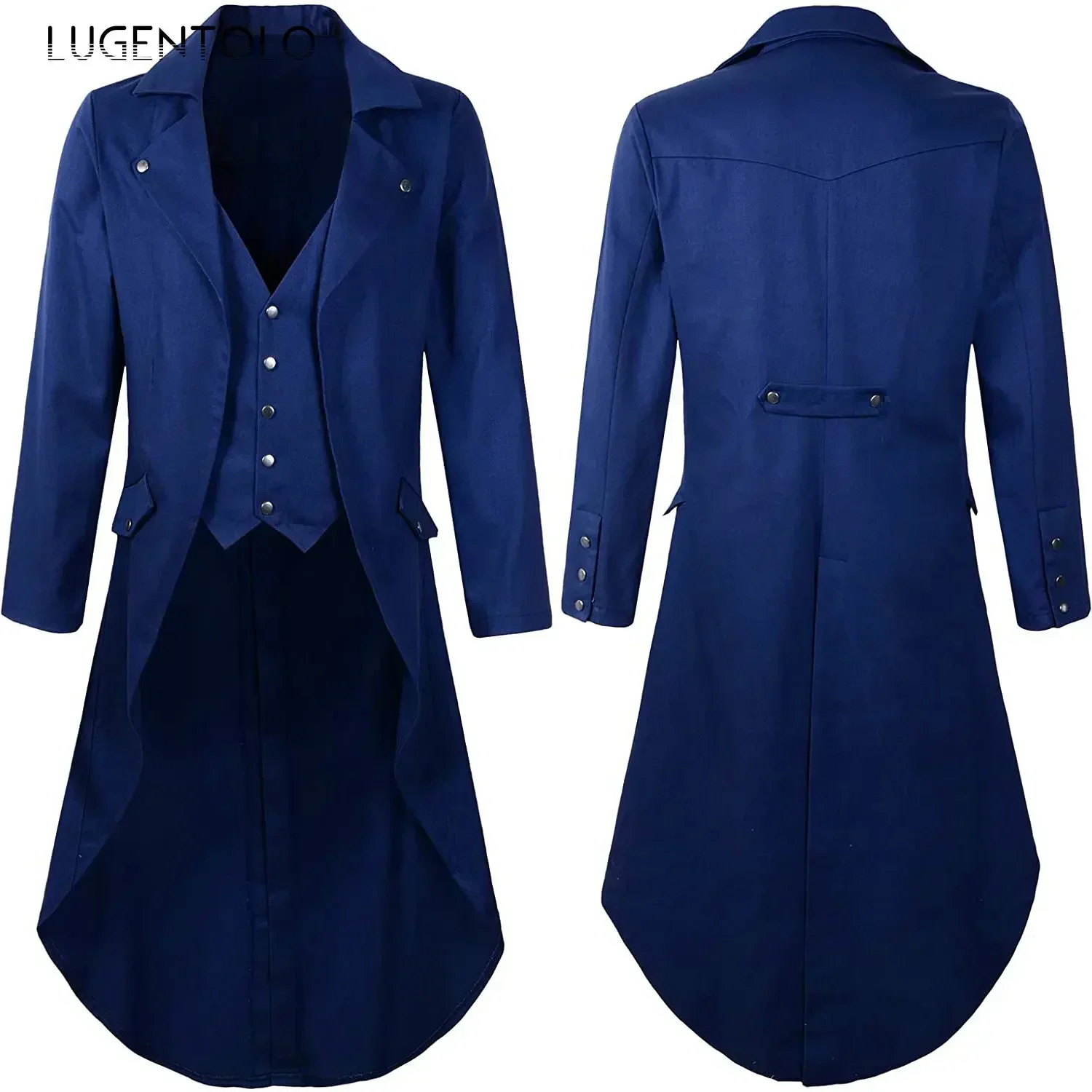 Men Steampunk Medieval Jacket Tuexdo Victorian Cosplay Costumes Single Breast Gentleman Vinatge Long Tailcoat Coat thumbnail 3