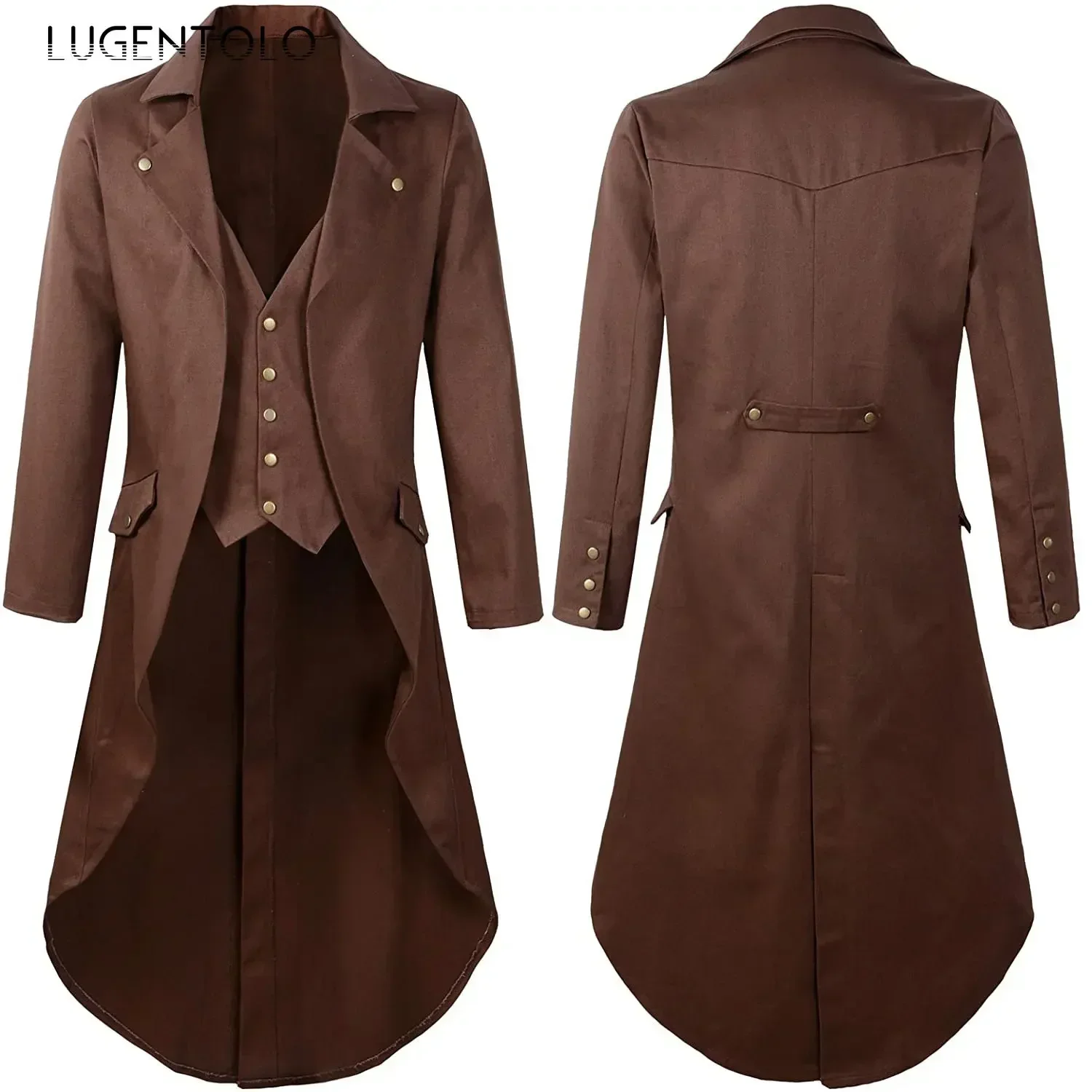 Men Steampunk Medieval Jacket Tuexdo Victorian Cosplay Costumes Single Breast Gentleman Vinatge Long Tailcoat Coat thumbnail 5