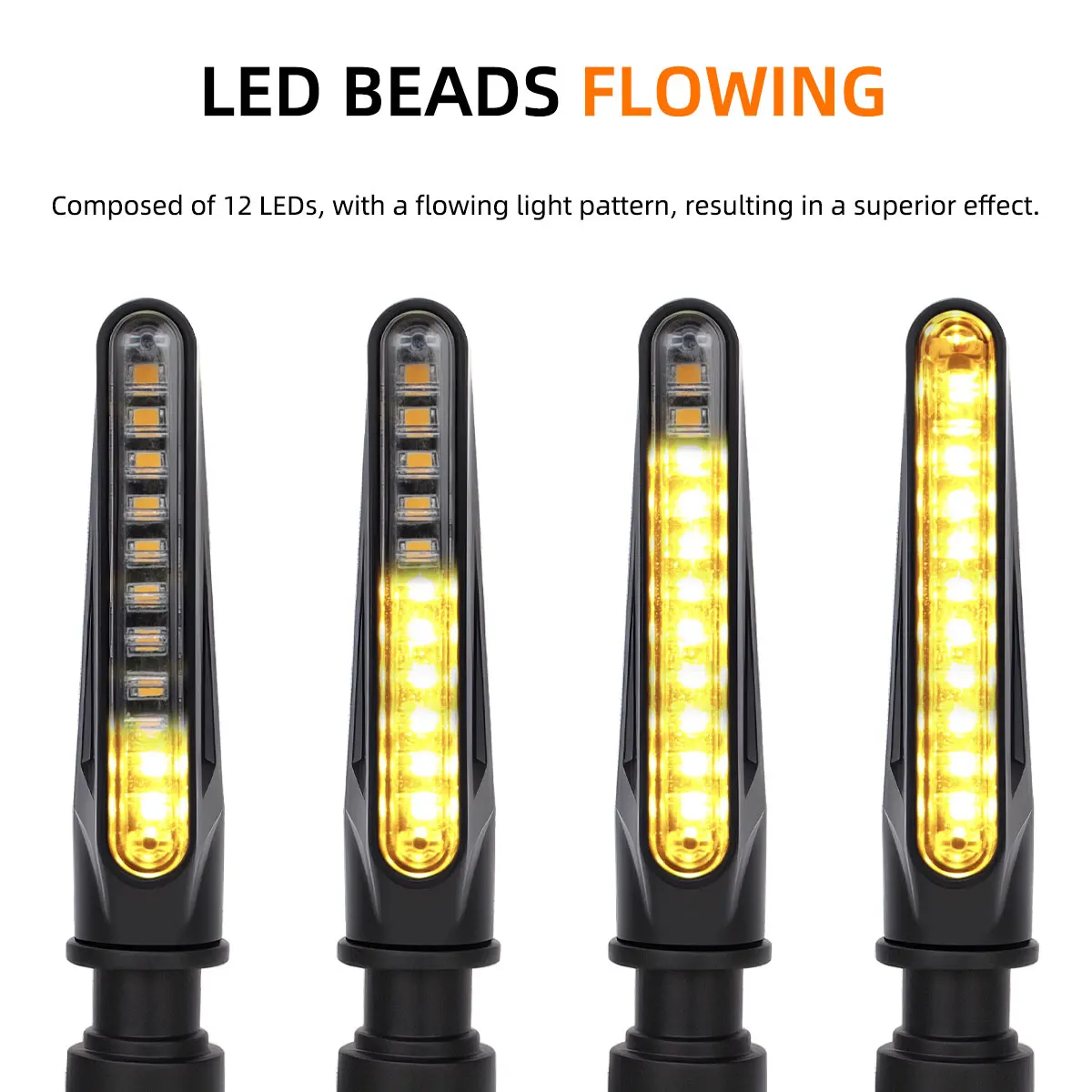2PCS Motorcycle LED Turn Signal Light Universal DRL Amber Flowing Blinker Indicator Motorcycle Flashing Light Tail Lamp thumbnail 2