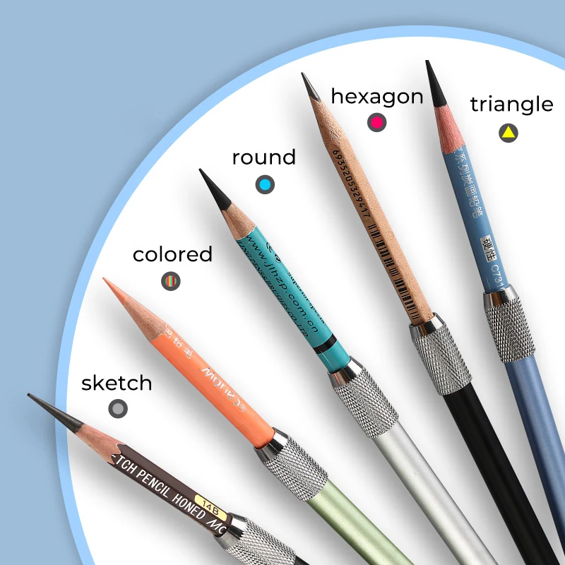 Adjustable Metal Anti-slip Pencil Lengthener Pencil Extender Holder for Colored Sketch Pencils School Office Stationery Supplies thumbnail 2