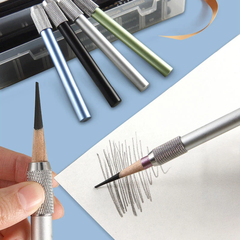 Adjustable Metal Anti-slip Pencil Lengthener Pencil Extender Holder for Colored Sketch Pencils School Office Stationery Supplies thumbnail 3