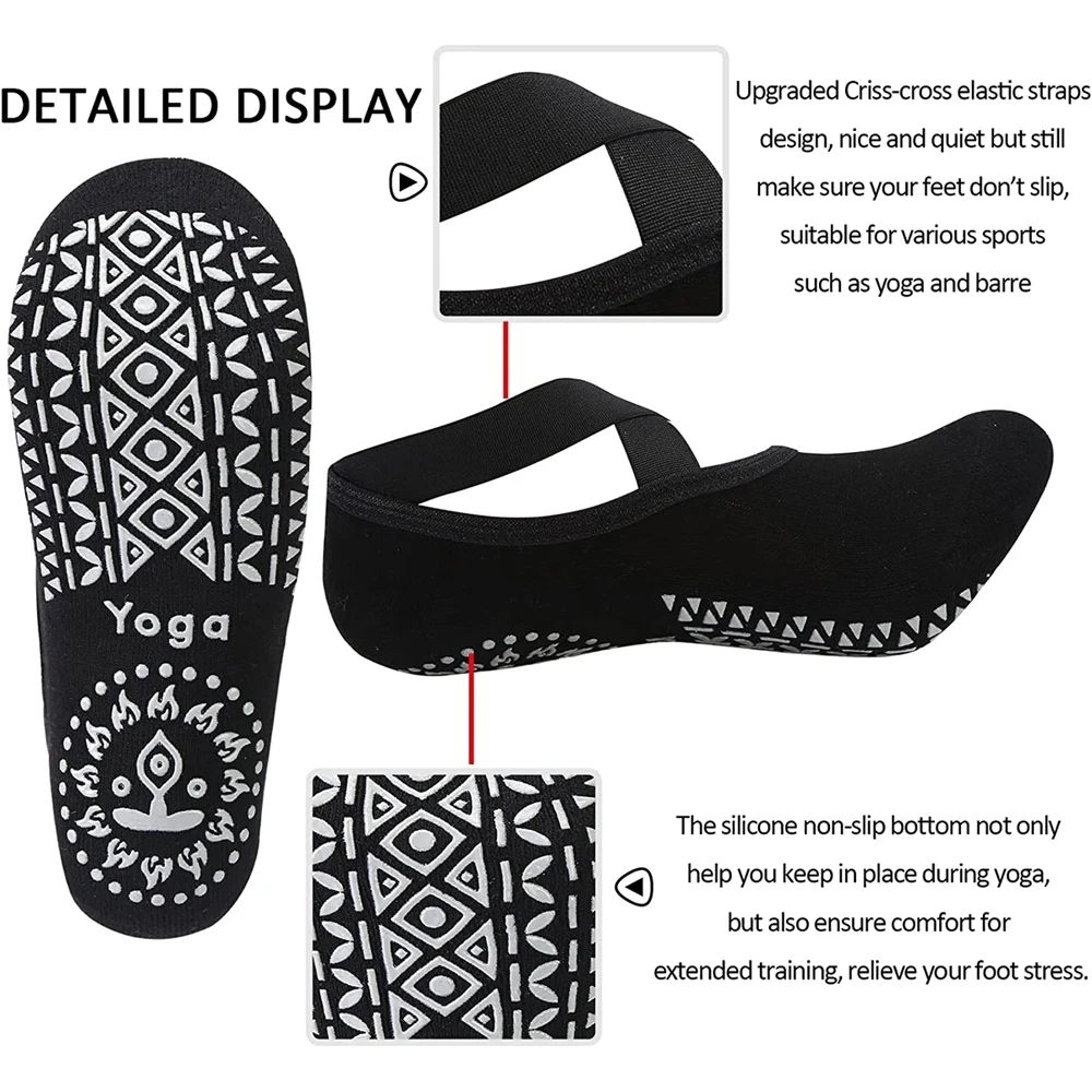 Women High Quality Breathable Yoga Socks Silicone Non-Slip Bandage Pilates Sock Ladies Ballet Dance Fitness Workout Cotton Socks thumbnail 3