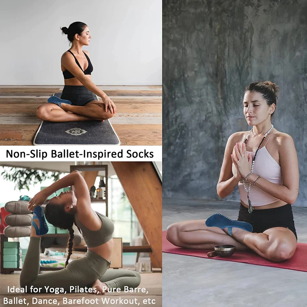 Women High Quality Breathable Yoga Socks Silicone Non-Slip Bandage Pilates Sock Ladies Ballet Dance Fitness Workout Cotton Socks thumbnail 5