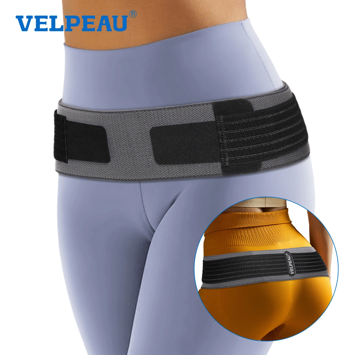 VELPEAU Sacroiliac SI Joint Hip Belt for Sciatica, Lower Back Pain, Postpartum Recovery Pelvic Belt, Non-Slip and Wear Resistant