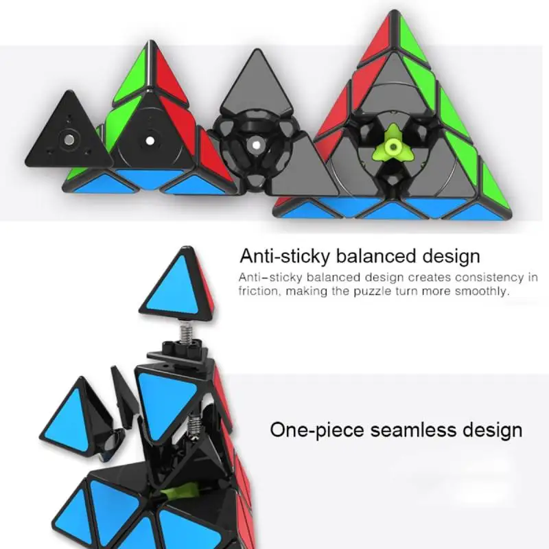 3x3x3 Smooth Triangle Cube Pyraminx Speed Cube Stickerless Brain Teasers Magic Cube 3D Cube Puzzle Educational Toy for Adult Kid thumbnail 2