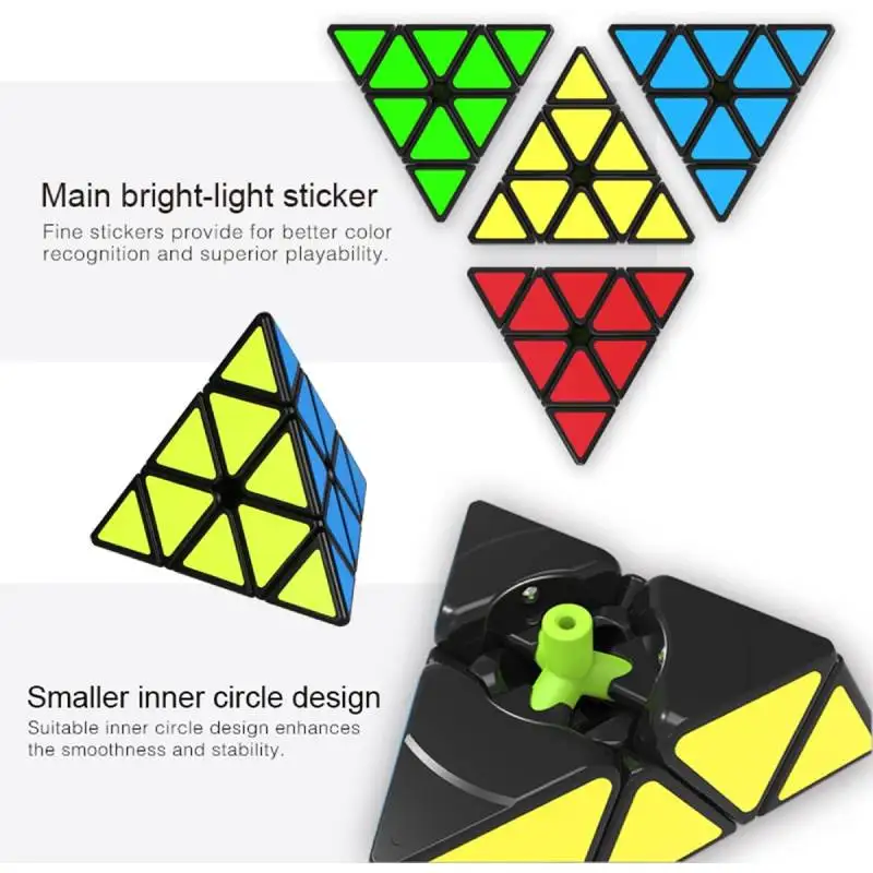 3x3x3 Smooth Triangle Cube Pyraminx Speed Cube Stickerless Brain Teasers Magic Cube 3D Cube Puzzle Educational Toy for Adult Kid thumbnail 3