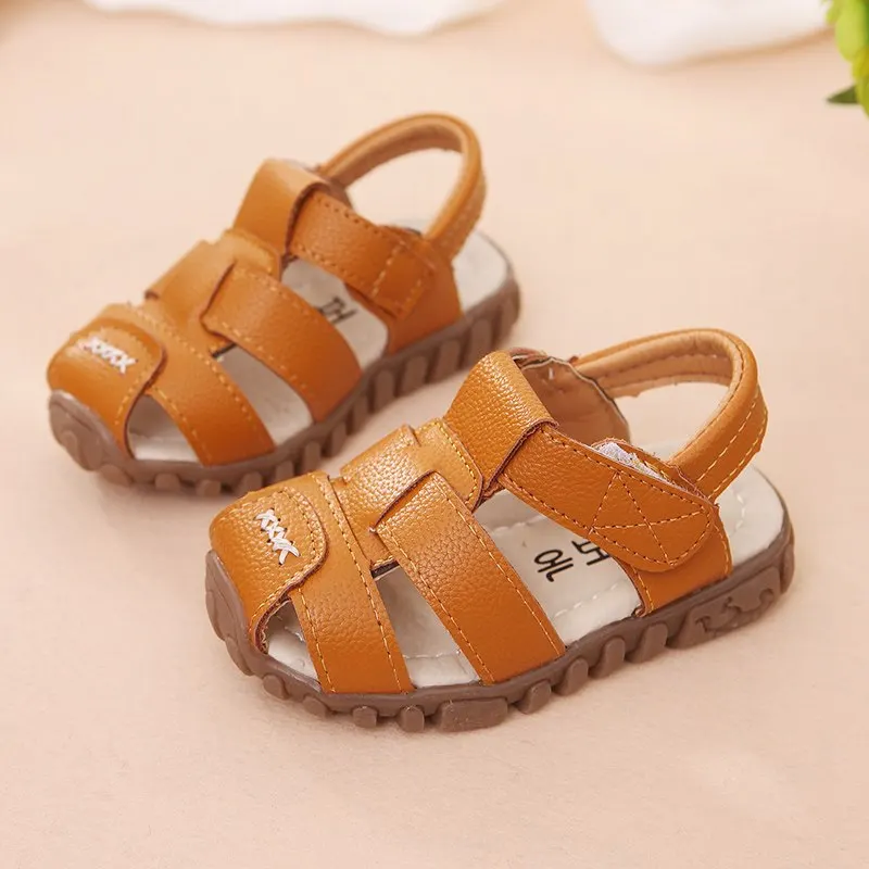 2020 Kids Beach Sandals for Boys New Summer Baby Boy Shoes Soft Leather Bottom Non-Slip Closed Toe Safty Shoes Children Sandals thumbnail 4