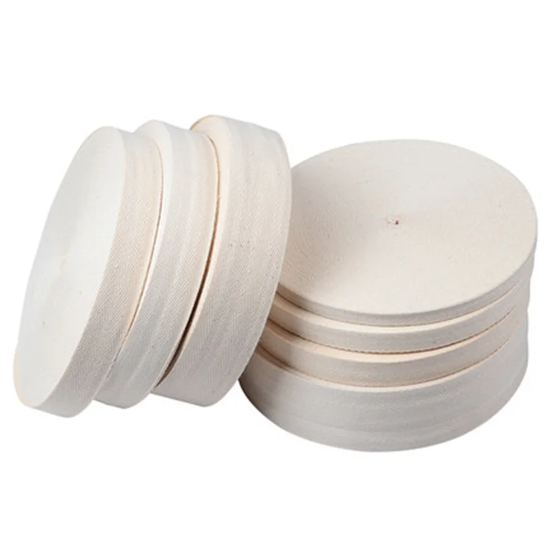 50Yards/Roll White Black Beige Twill Cotton Webbing Tape Bias 10/15/20/25/30/40/50mm Width for Bag Home Textile Handmade Craft thumbnail 4