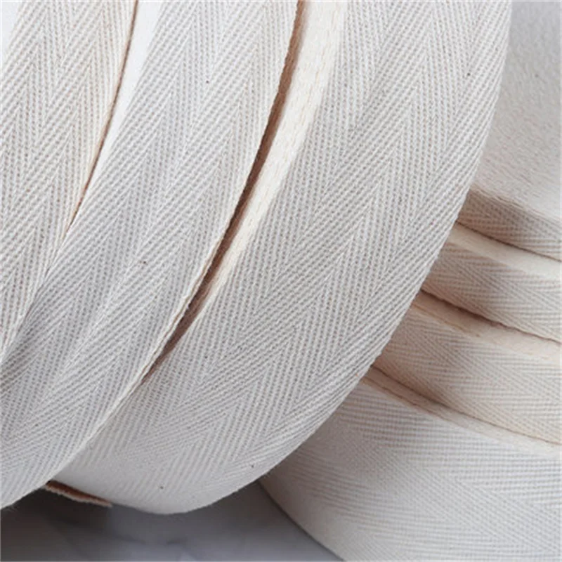 50Yards/Roll White Black Beige Twill Cotton Webbing Tape Bias 10/15/20/25/30/40/50mm Width for Bag Home Textile Handmade Craft thumbnail 5