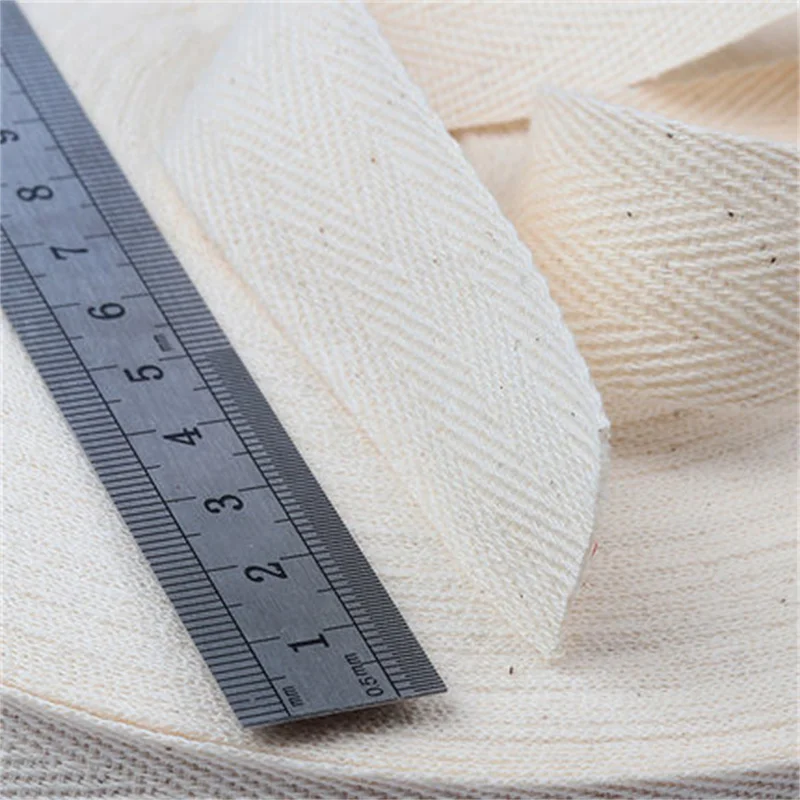 50Yards/Roll White Black Beige Twill Cotton Webbing Tape Bias 10/15/20/25/30/40/50mm Width for Bag Home Textile Handmade Craft thumbnail 6