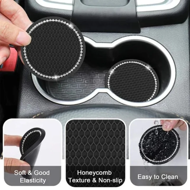 1/2Pcs Car Coaster Water Cup Holder Anti-slip Pad Mat Silicone Gadget Round Heat Insulation Mats Car Interior Accessories thumbnail 3