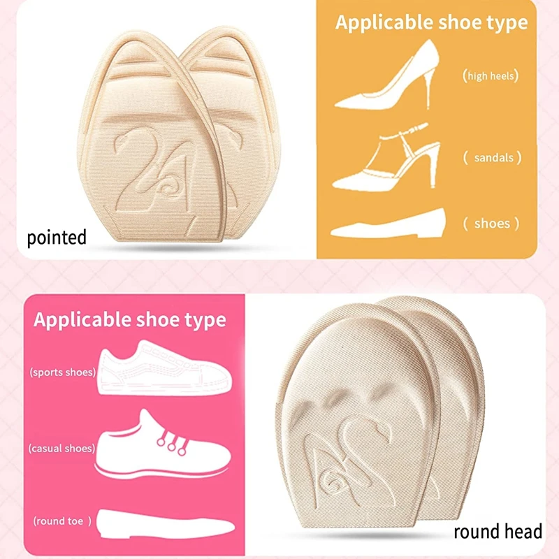 Forefoot Pad Non-slip Sole Toe Plug Cushion Half Insoles for Shoes Inserts Reduce Shoe Size Filler High Heels Pain Relief Pads thumbnail 4