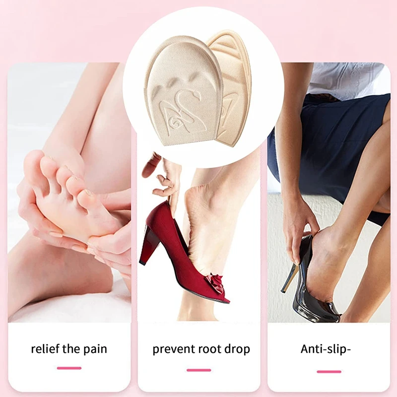 Forefoot Pad Non-slip Sole Toe Plug Cushion Half Insoles for Shoes Inserts Reduce Shoe Size Filler High Heels Pain Relief Pads thumbnail 5