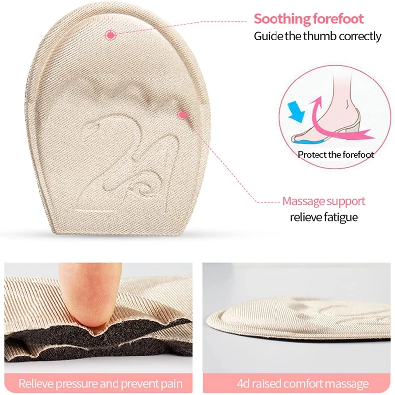 Forefoot Pad Non-slip Sole Toe Plug Cushion Half Insoles for Shoes Inserts Reduce Shoe Size Filler High Heels Pain Relief Pads thumbnail 2