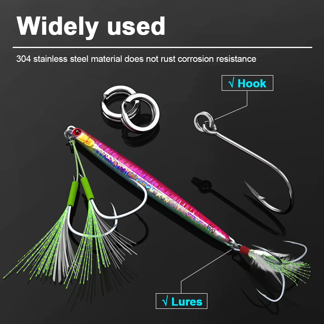FishTrip Fishing Split Rings 30~200Pack Stainless Steel Heavy Duty Saltwater Lure Hook Fishing Connector Terminal Tackle thumbnail 5