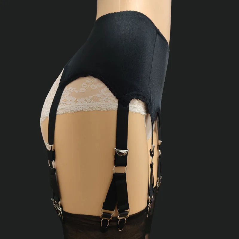 Vintage Suspender Belt Sexy Women Garter Belt with Lace Stockings Retro High Waist Suspender 6 Straps 12 Claws Lingerie