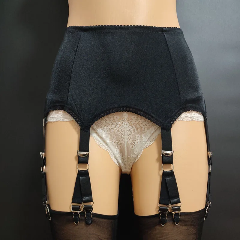 Vintage Suspender Belt Sexy Women Garter Belt with Lace Stockings Retro High Waist Suspender 6 Straps 12 Claws Lingerie thumbnail 2